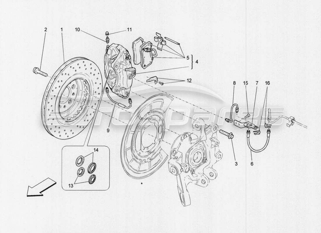 maserati qtp. v8 3.8 530bhp auto 2015 bremsvorrichtungen an hinterrädern teilediagramm