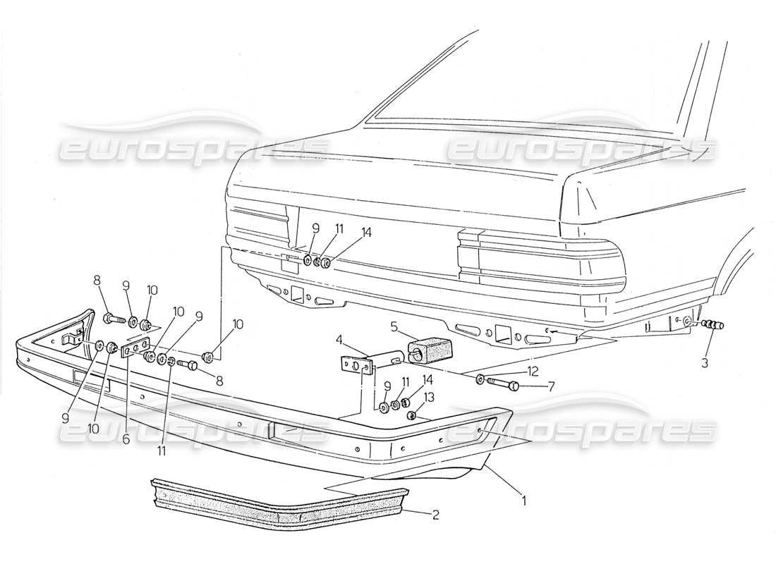 maserati 228 hintere stoßstange teilediagramm