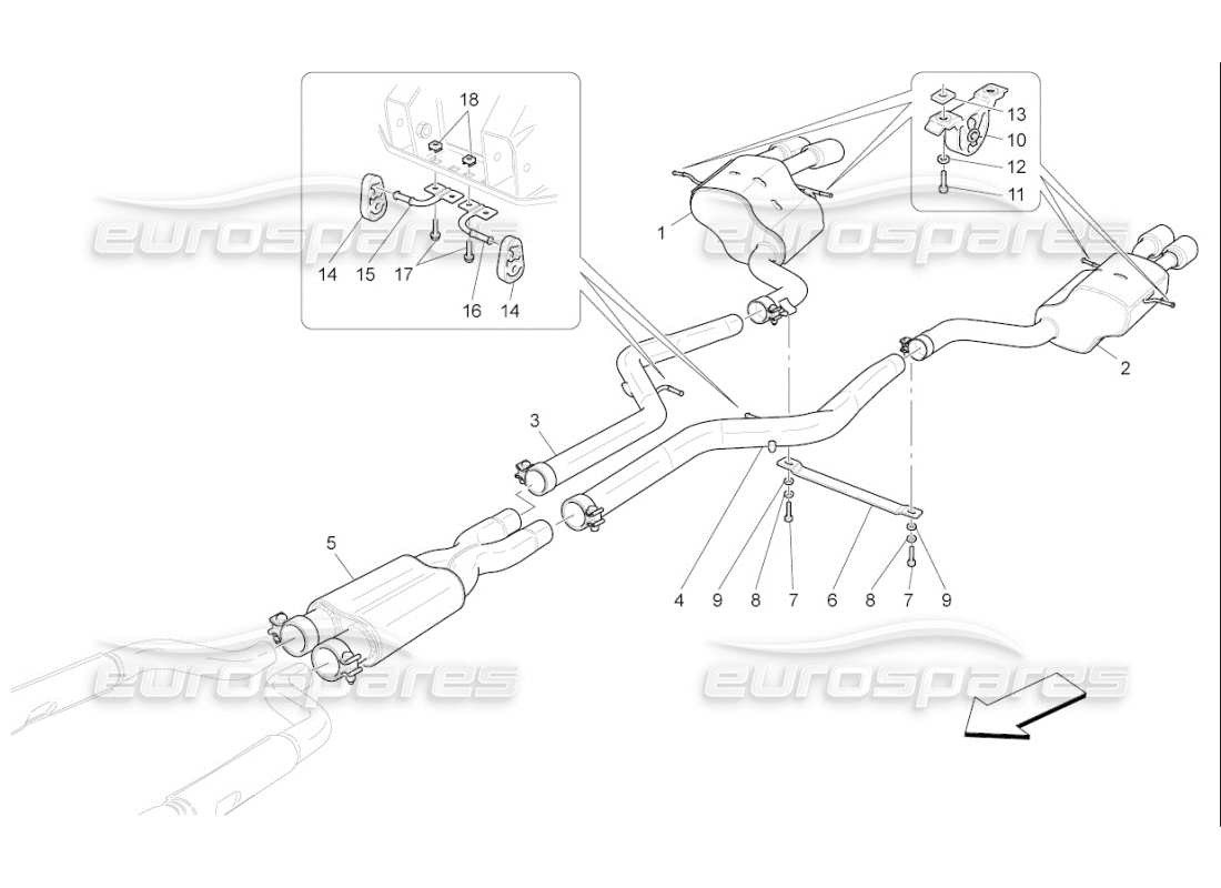maserati qtp. (2008) 4.2 auto schalldämpfer ersatzteildiagramm