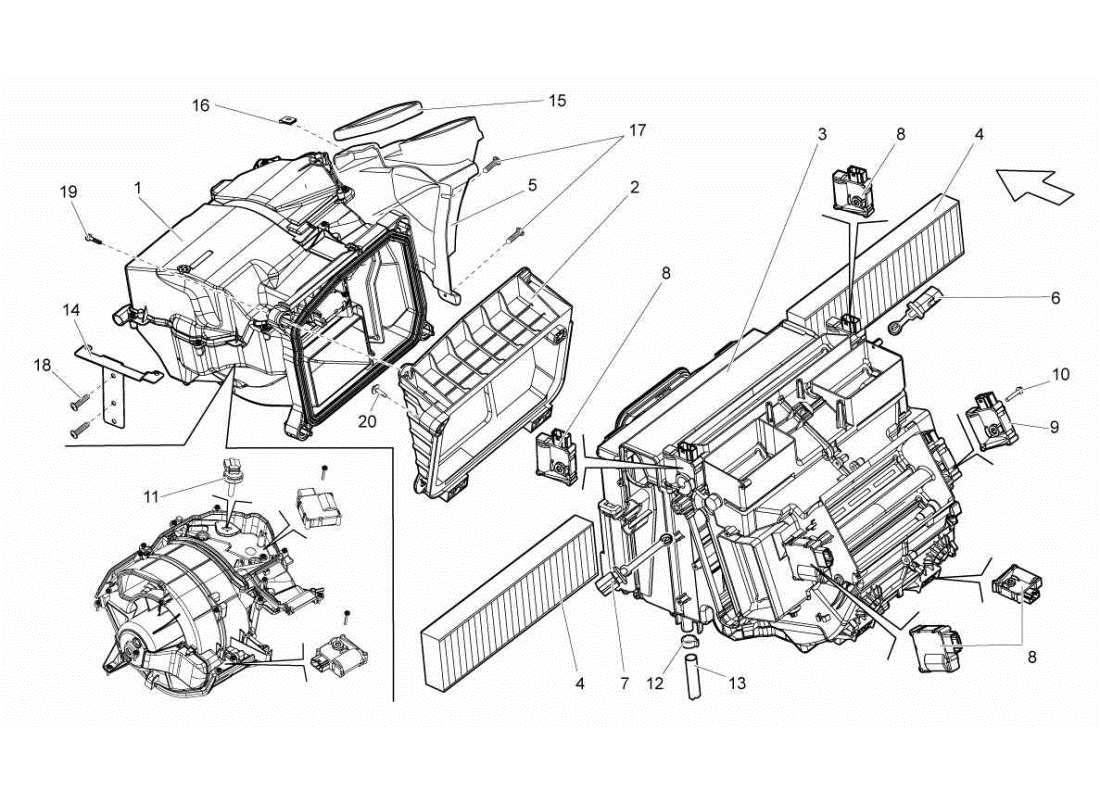 lamborghini gallardo sts ii sc teilediagramm der klimaanlage