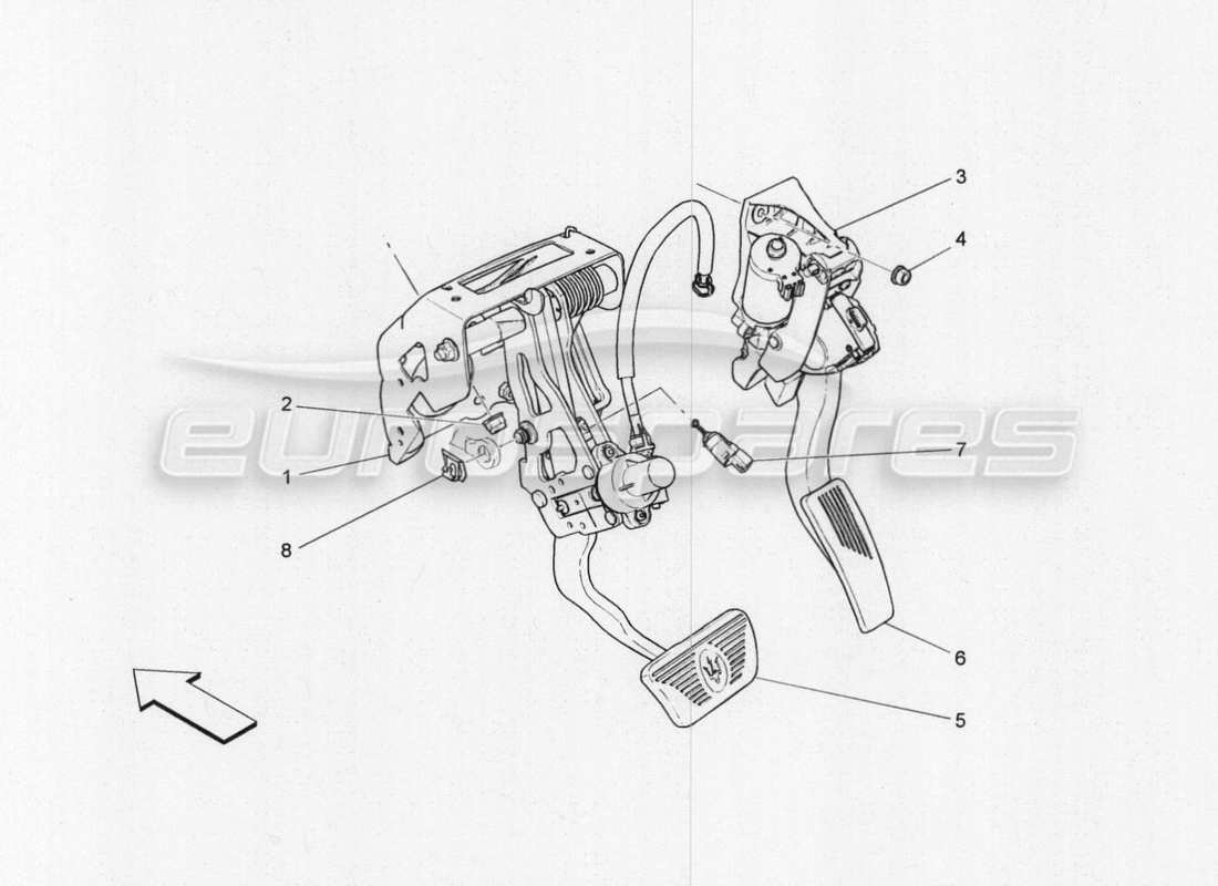 maserati qtp. v8 3.8 530bhp 2014 auto komplette pedalboard-einheit teilediagramm