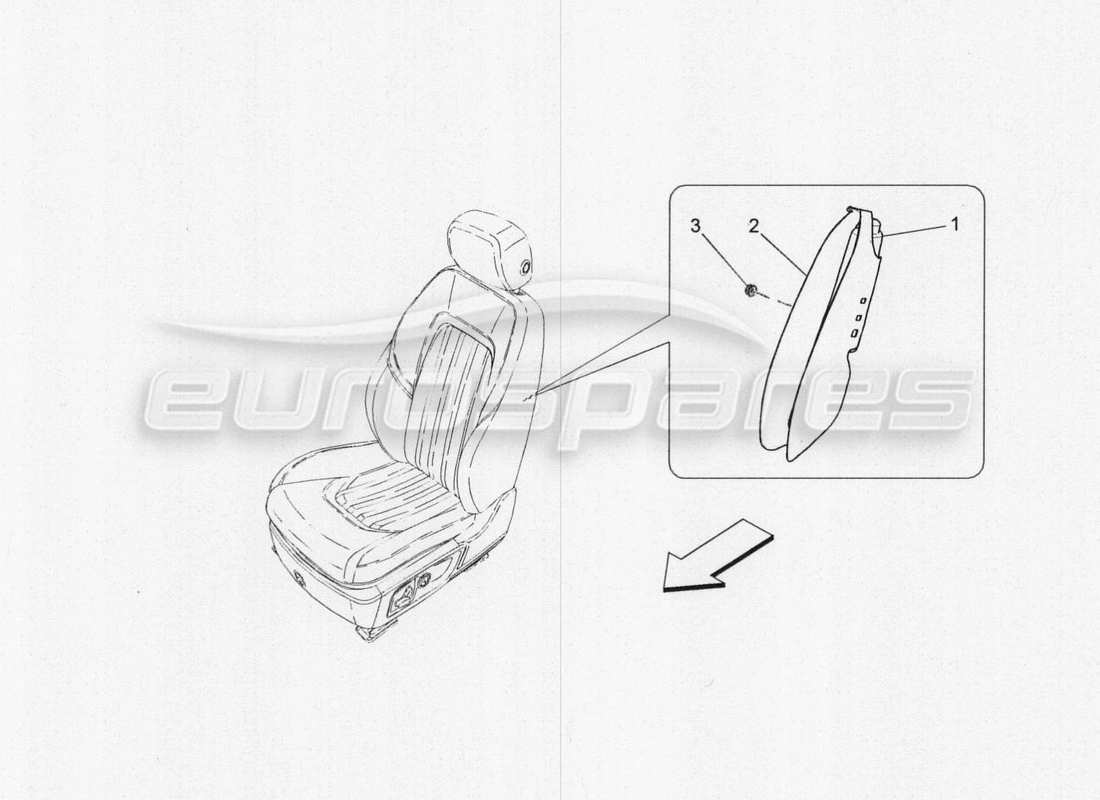 maserati qtp. v8 3.8 530bhp 2014 auto teilediagramm für vorderes seitentaschensystem