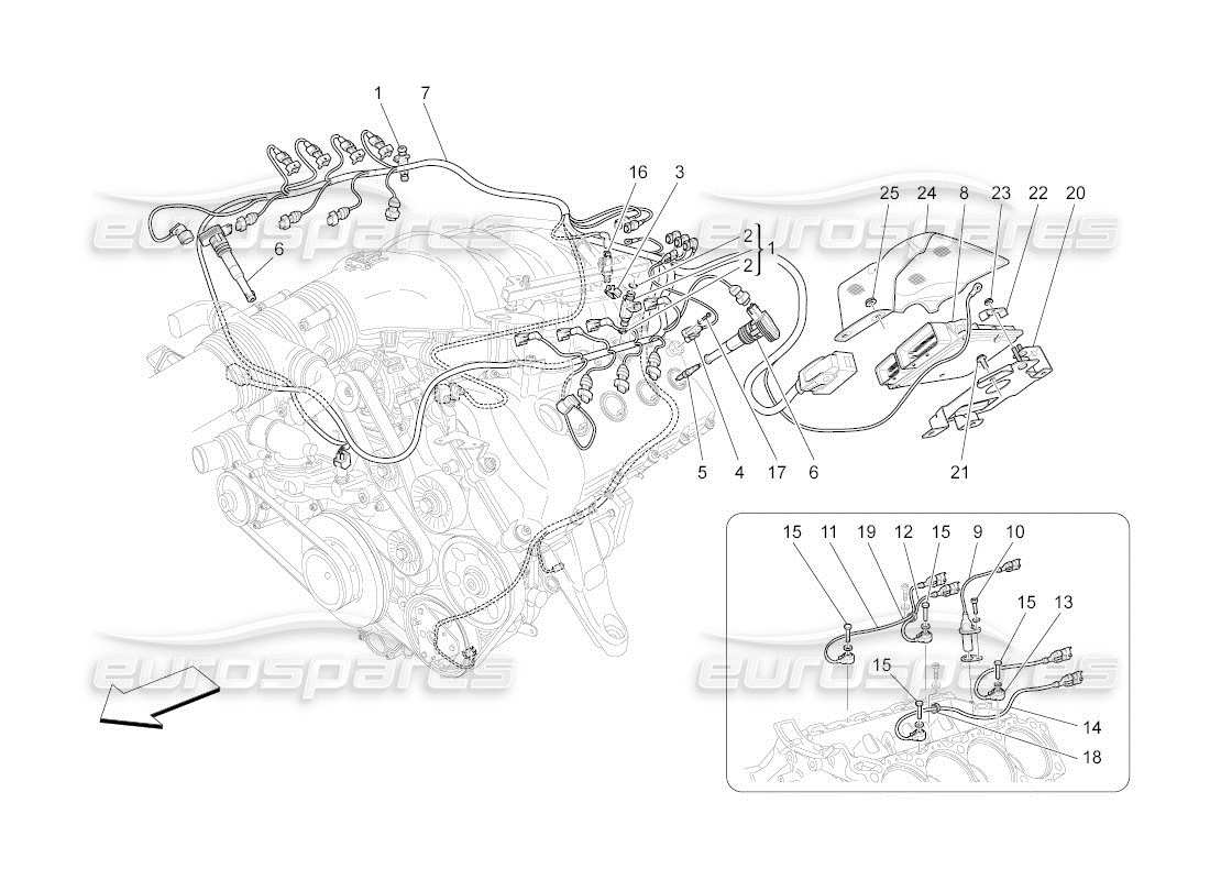 maserati qtp. (2011) 4.7 auto elektronische steuerung: einspritz- und motorsteuerungssteuerung teilediagramm