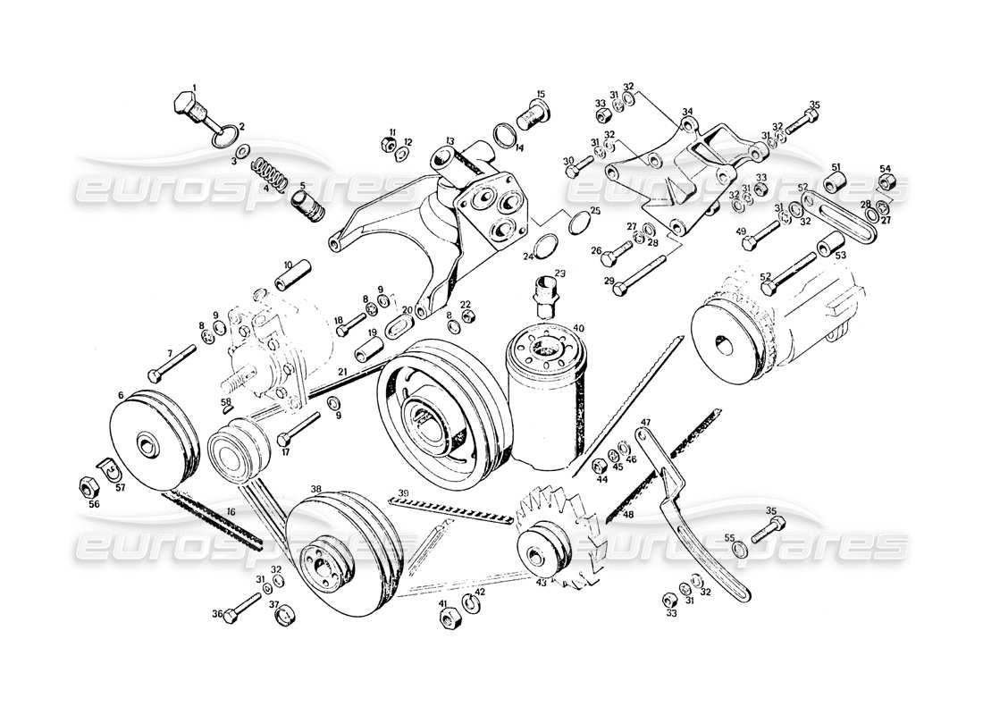 maserati khamsin riemen und riemenscheiben teilediagramm
