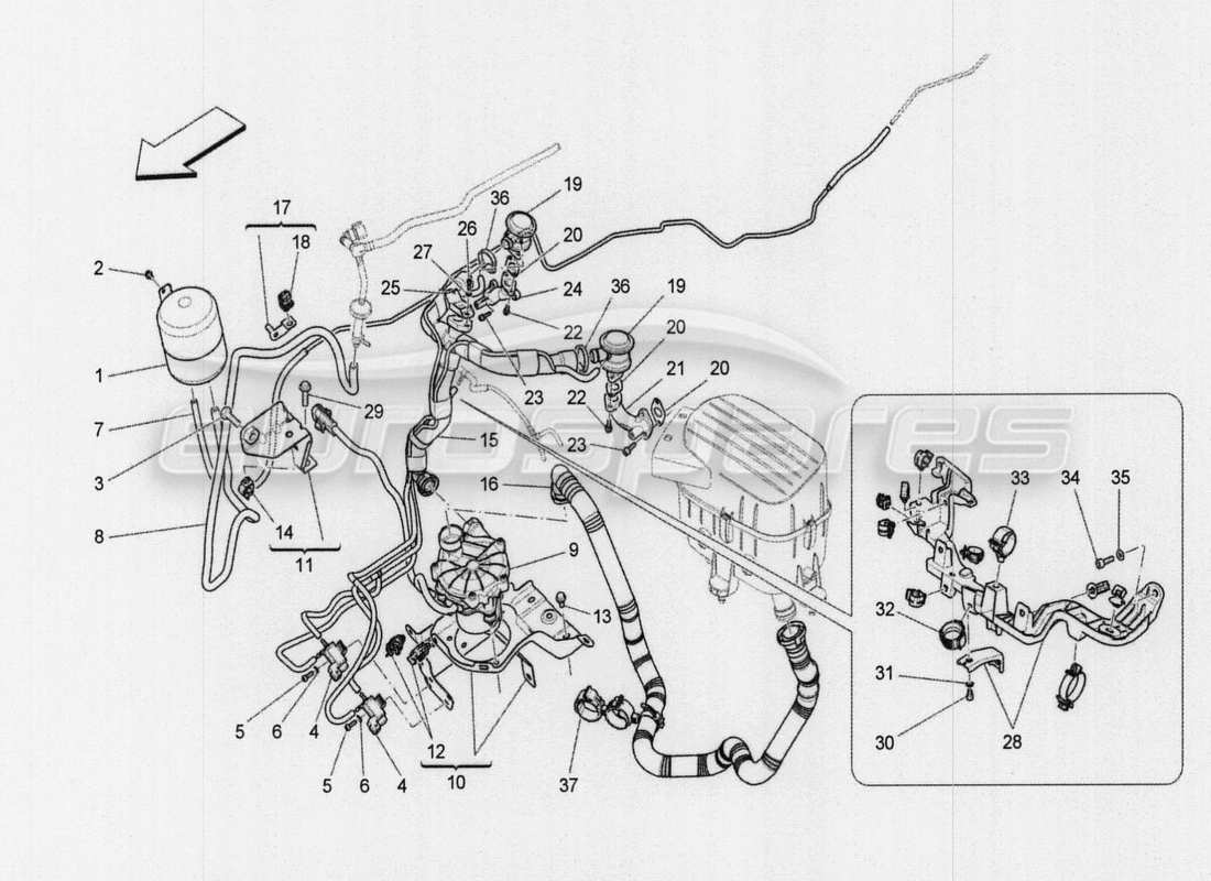 maserati qtp. v8 3.8 530bhp auto 2015 zusatzluftsystem teilediagramm