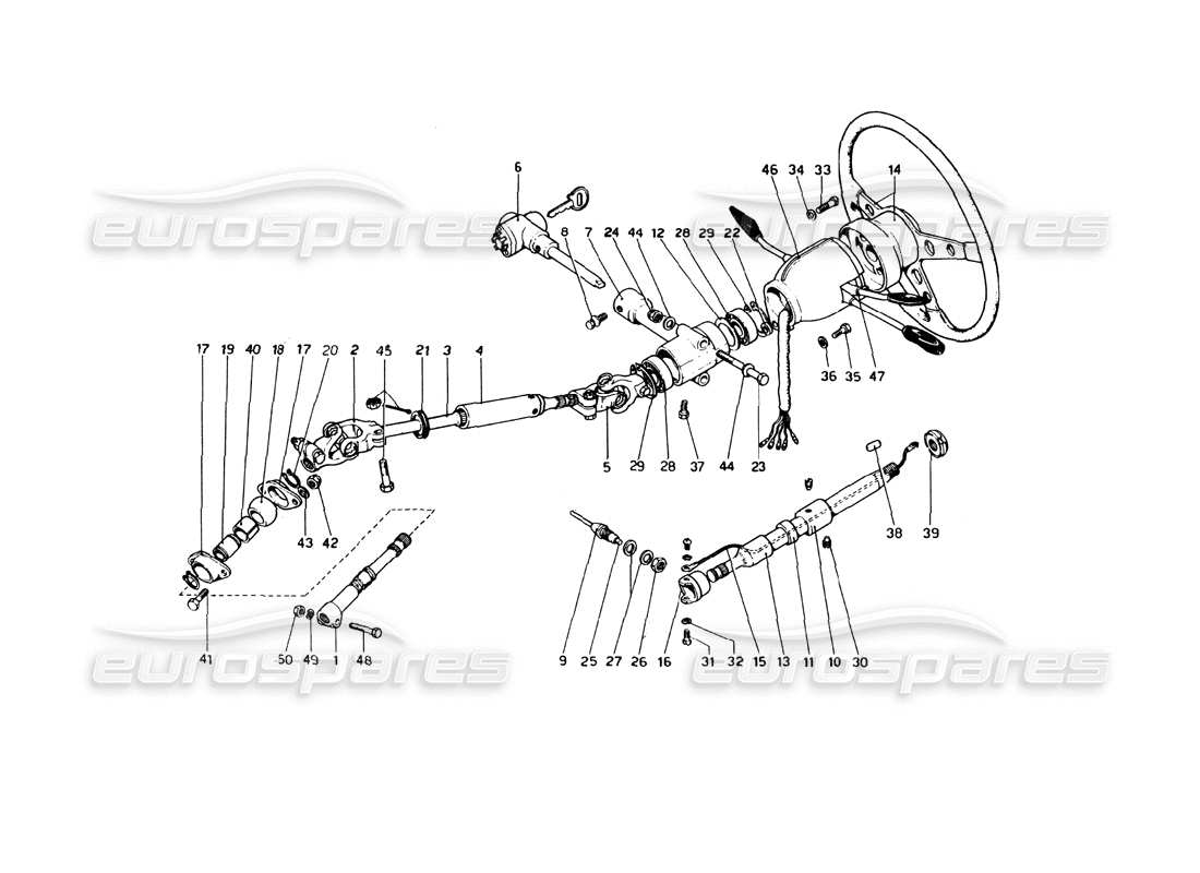 ferrari 246 dino (1975) lenksteuerung teilediagramm