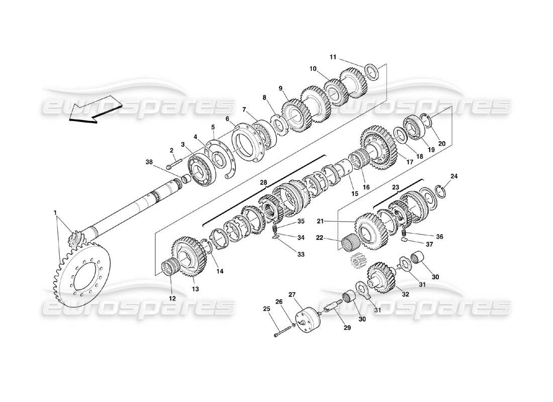 ferrari 360 challenge (2000) wellenräder verlegen teilediagramm