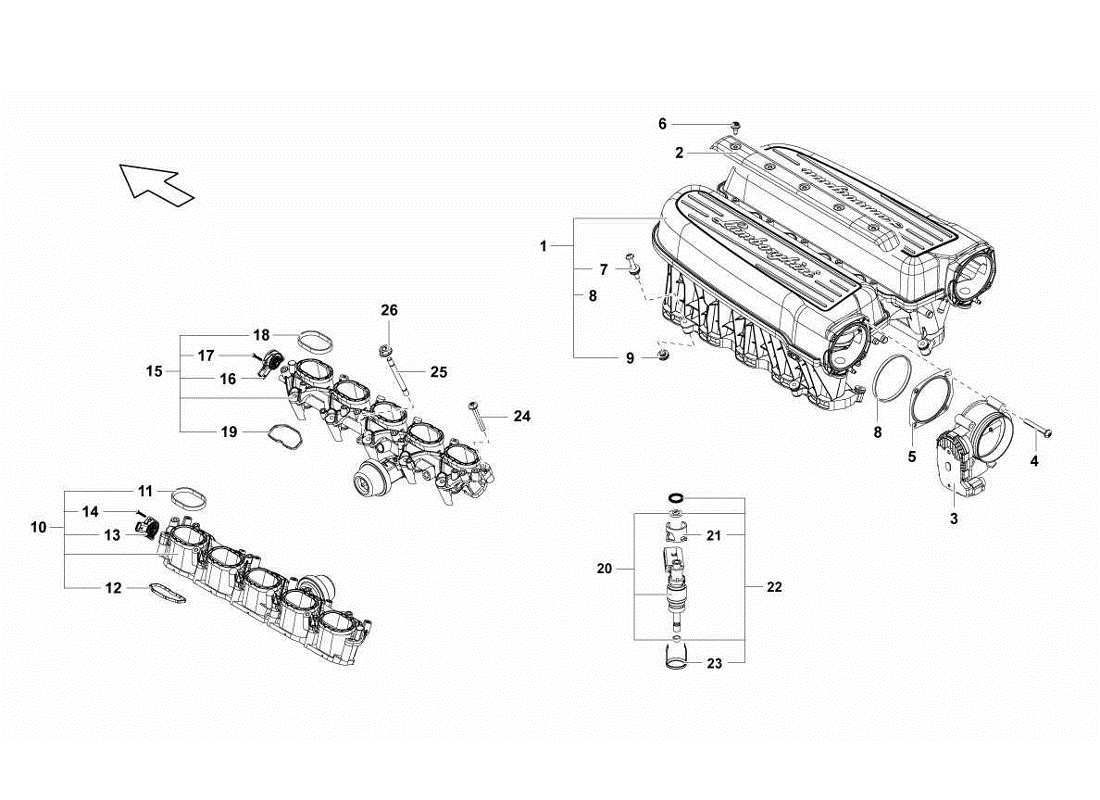 lamborghini gallardo lp570-4s perform ansaugkrümmer - teilediagramm