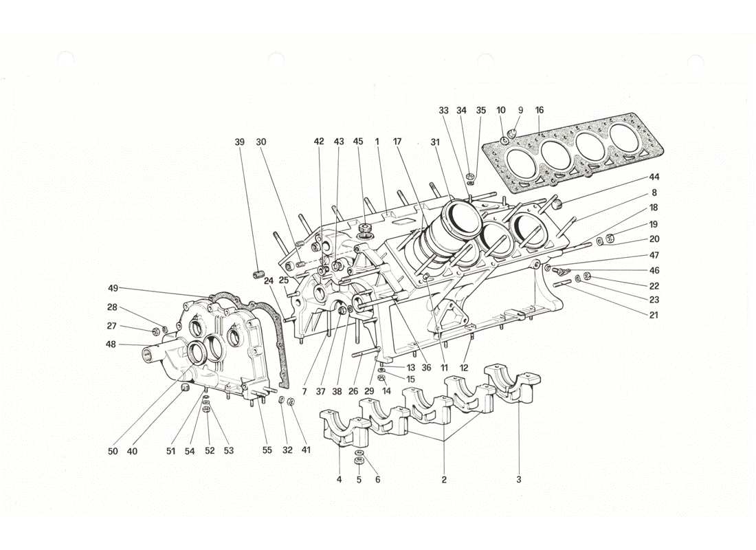 ferrari 208 gtb gts kurbelgehäuse-teilediagramm