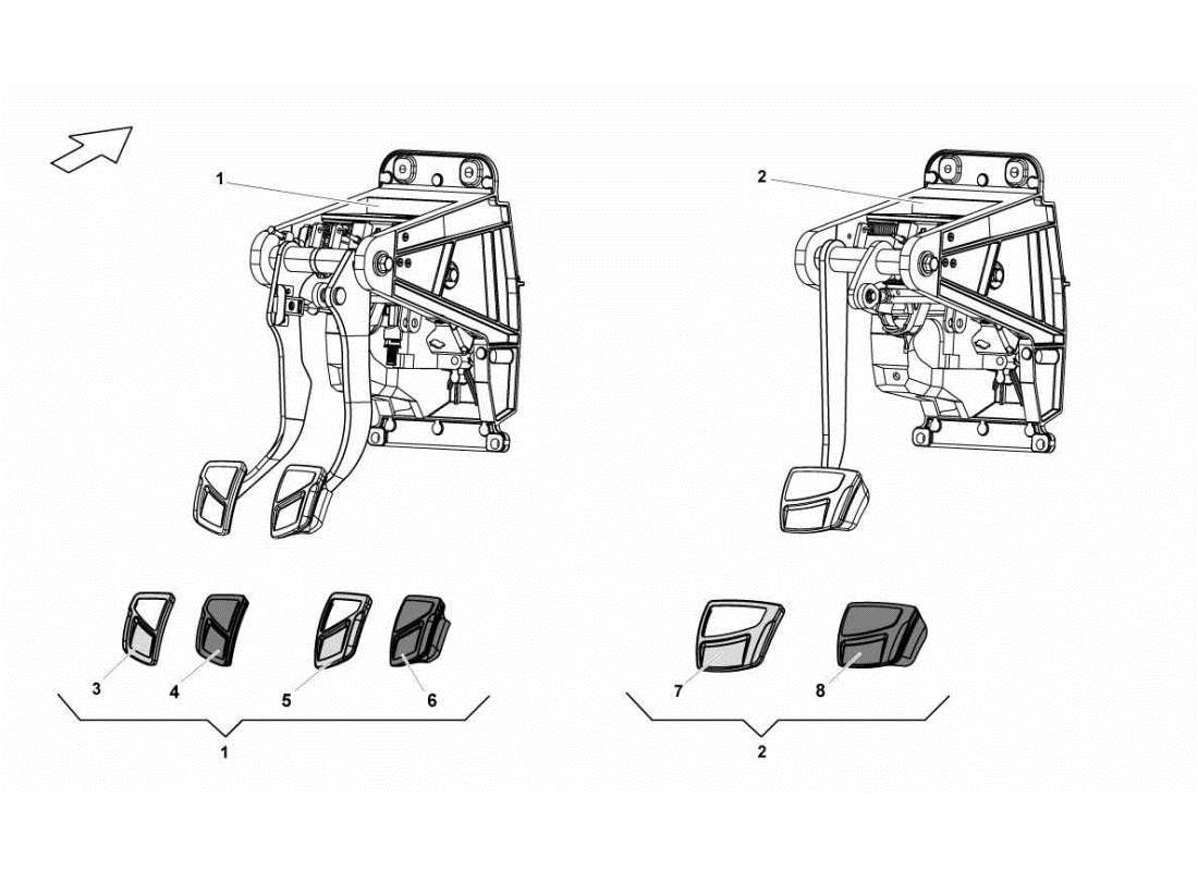 lamborghini gallardo sts ii sc teilediagramm der pedalbox-baugruppe