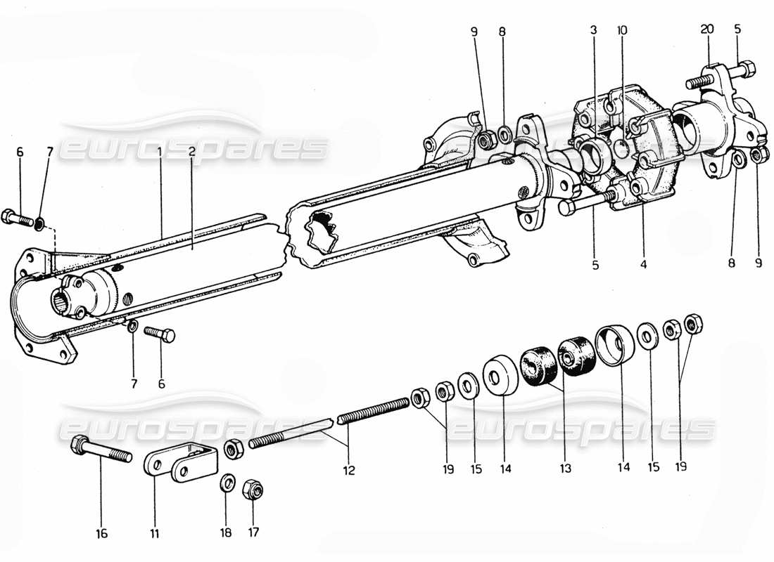 ferrari 365 gtc4 (mechanical) drehmomentrohr-teilediagramm