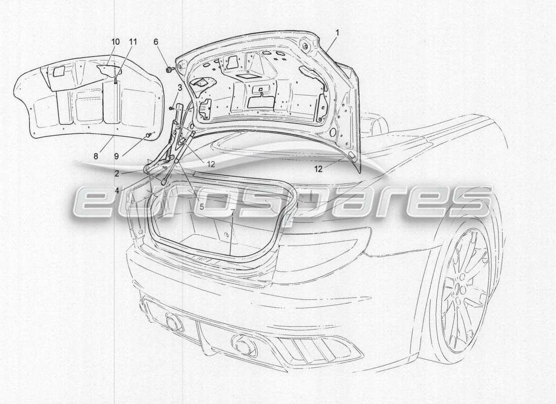 maserati grancabrio mc centenario hintere klappe - teilediagramm