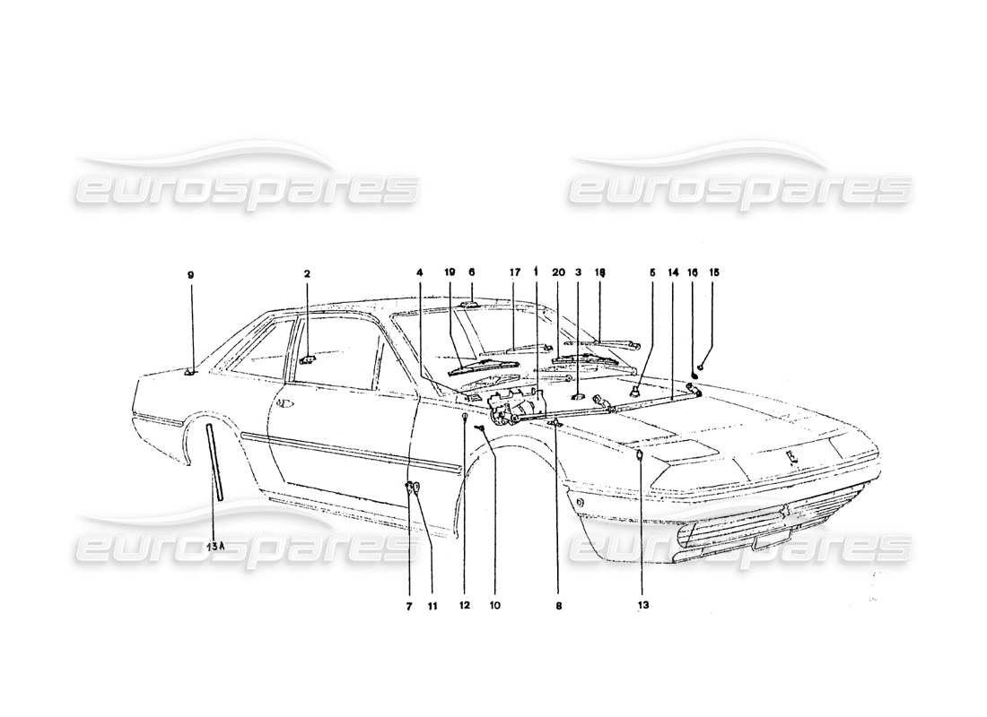 ferrari 365 gt4 2+2 coachwork wiper mec-teilediagramm