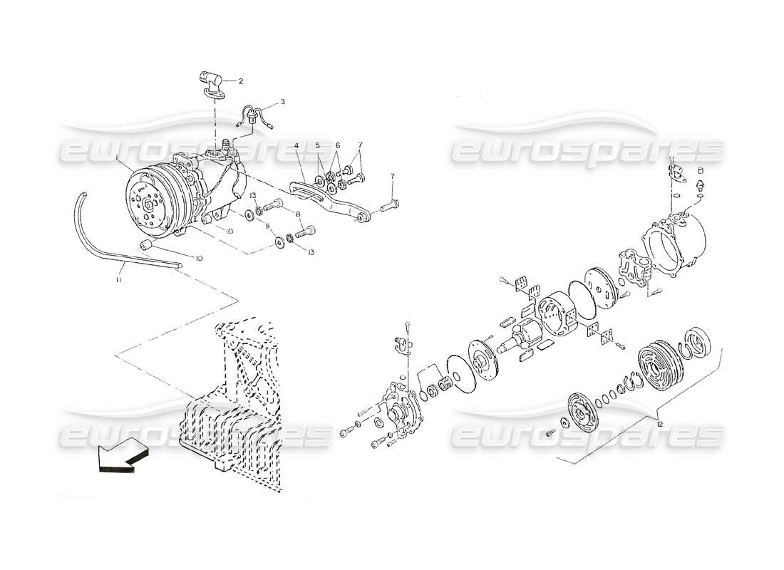 maserati shamal luftkompressor und unterstützung teilediagramm