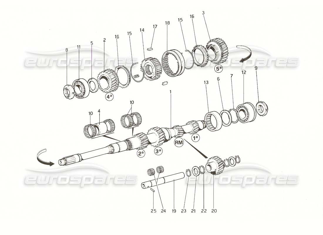 ferrari 308 gt4 dino (1976) teilediagramm für hauptwellenzahnräder