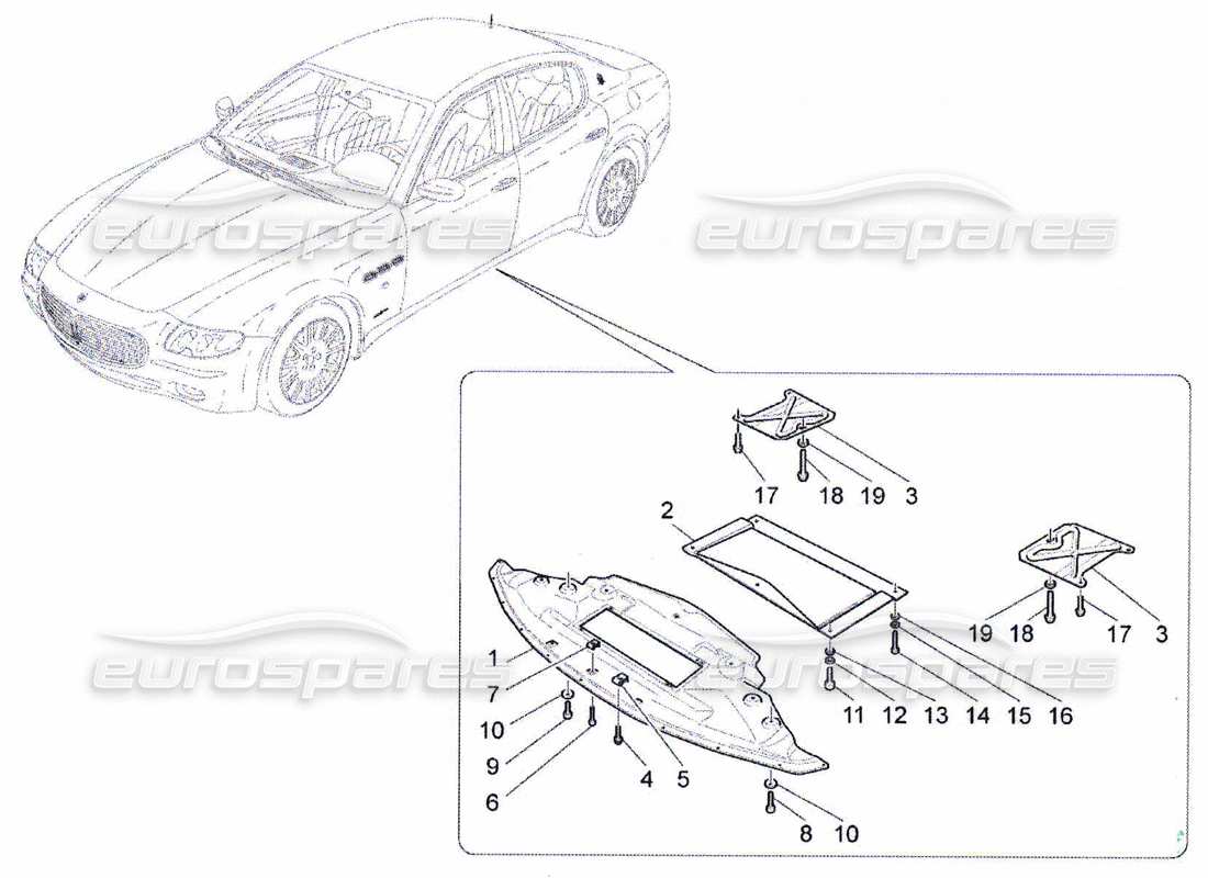 maserati qtp. (2010) 4.7 unterboden- und unterbodenschutz teilediagramm