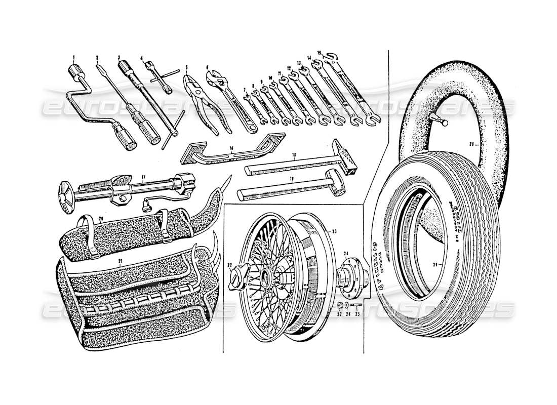 maserati 3500 gt teilediagramm für werkzeuge und zubehör