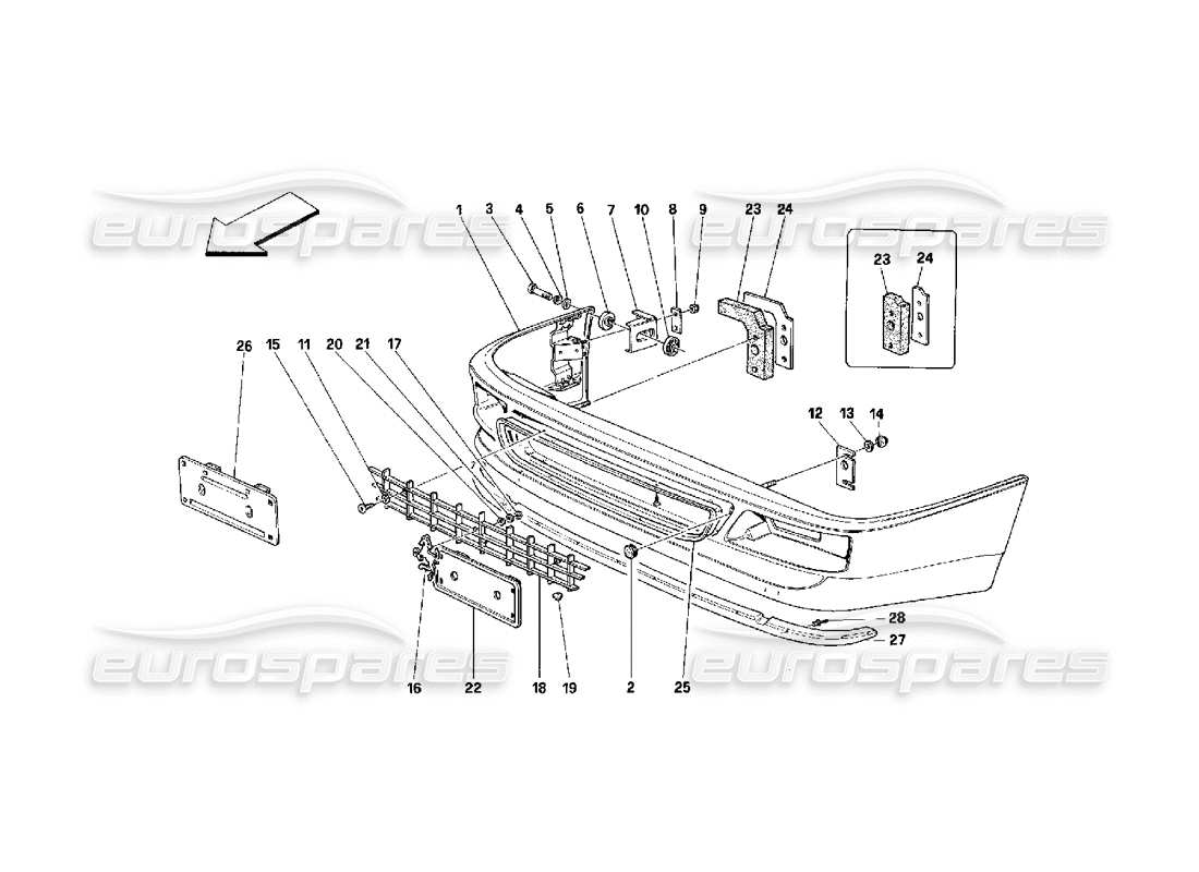 ferrari 348 (2.7 motronic) frontstoßstange teilediagramm