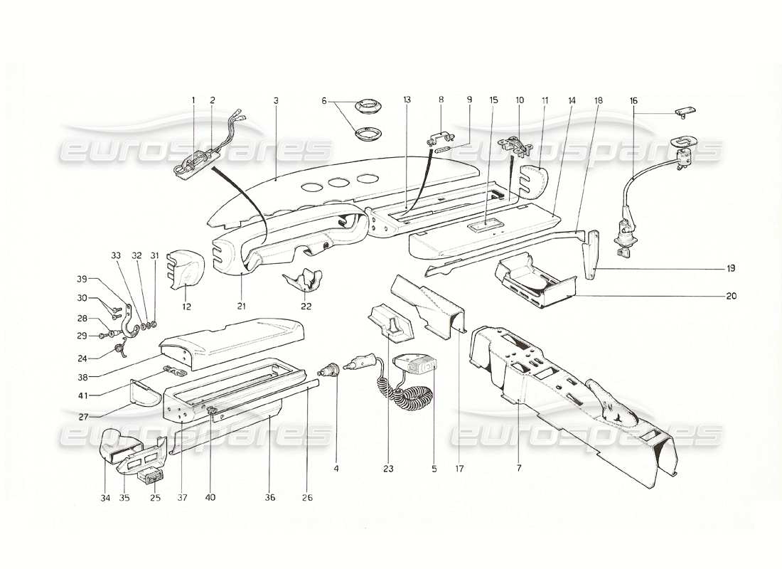 ferrari 308 gt4 dino (1976) teilediagramm für innenverkleidung und zubehör