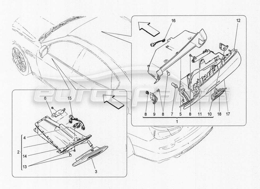 maserati qtp. v8 3.8 530bhp auto 2015 dashboard unit ersatzteildiagramm