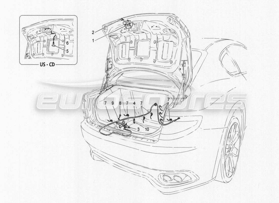 maserati granturismo special edition bedienelement für heckklappenöffnung, teilediagramm