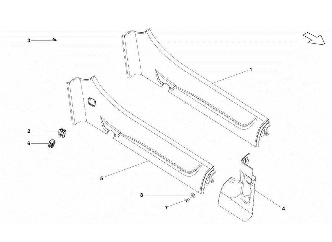 lamborghini gallardo lp560-4s update teilediagramm des inneren seitenelements