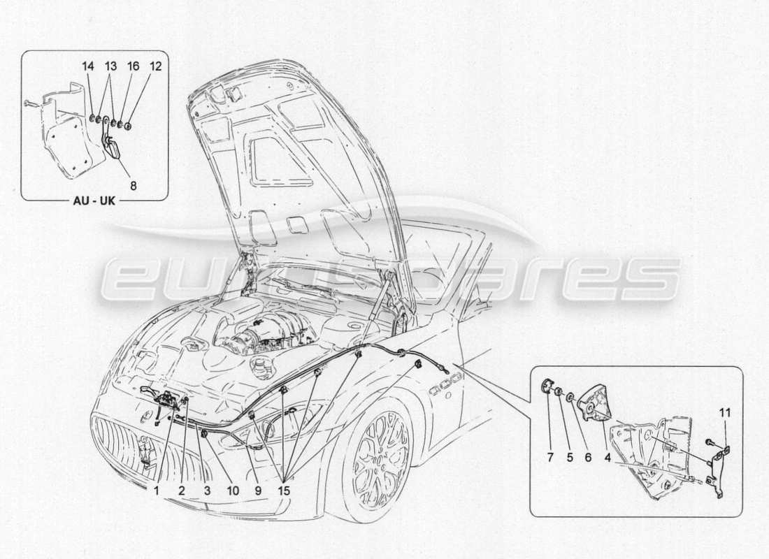 maserati granturismo special edition öffnungstaste für vorderen deckel ersatzteildiagramm