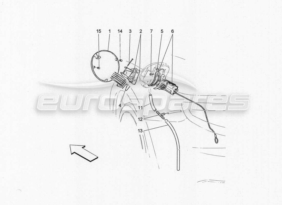 maserati granturismo special edition kraftstofftanktür und bedienelemente teilediagramm