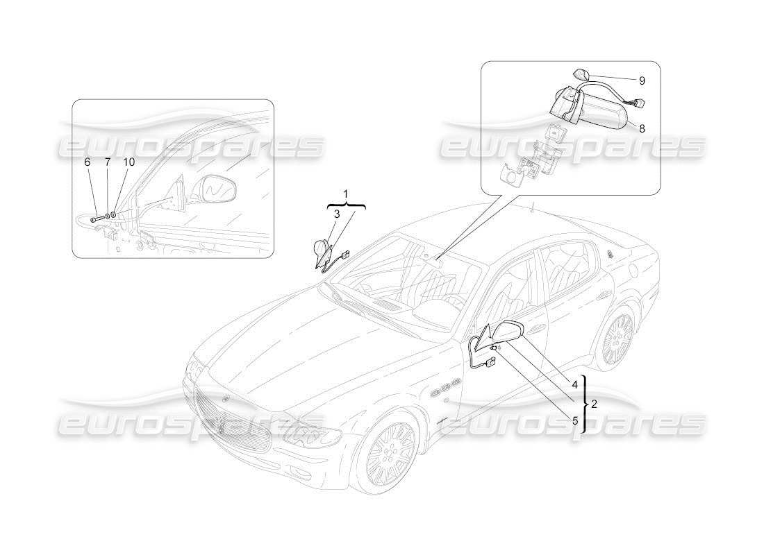 maserati qtp. (2011) 4.2 auto innen- und aussenrückspiegel teilediagramm