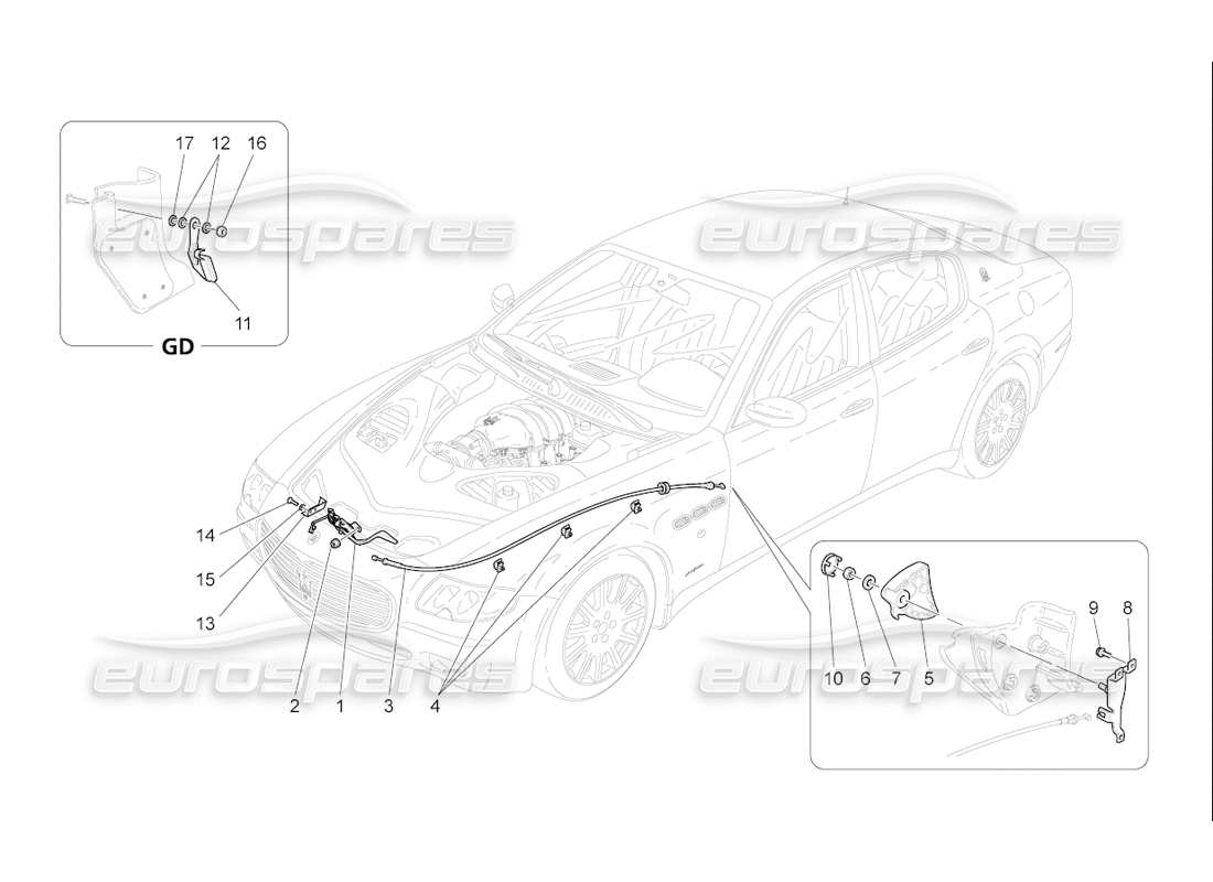 maserati qtp. (2006) 4.2 f1 taste zum öffnen des vorderen deckels teilediagramm