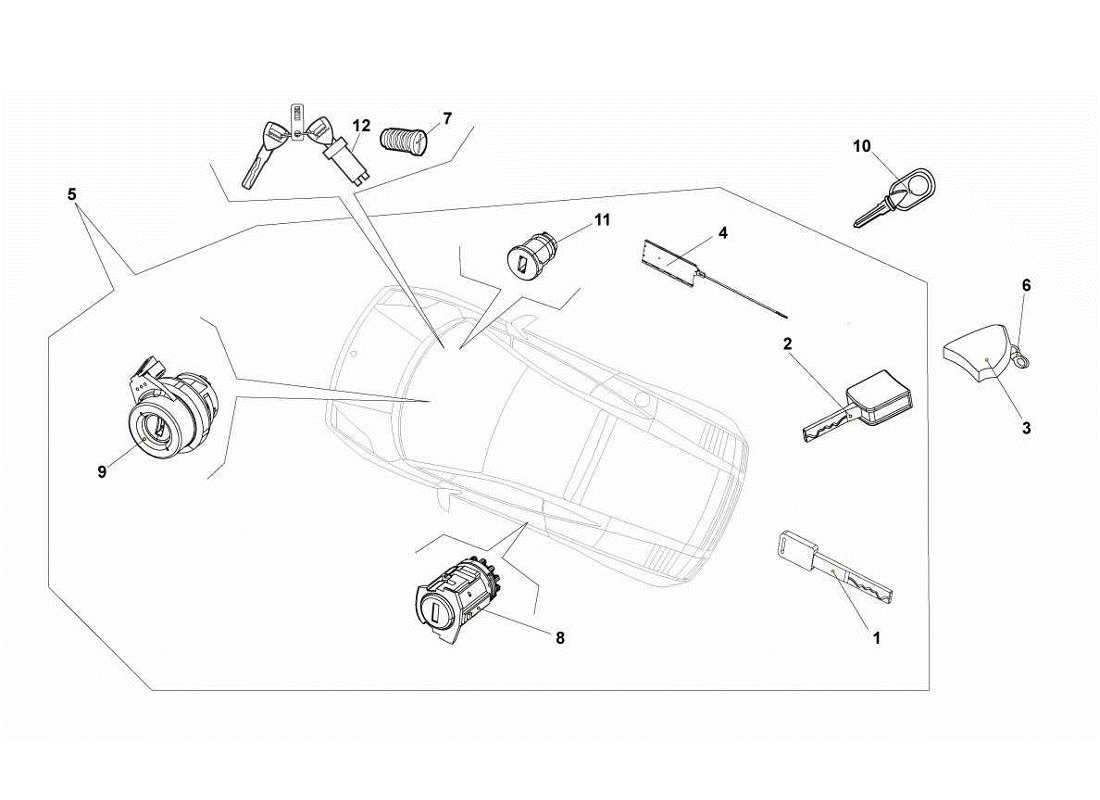 lamborghini gallardo lp560-4s update teilediagramm für schlüsselsatz