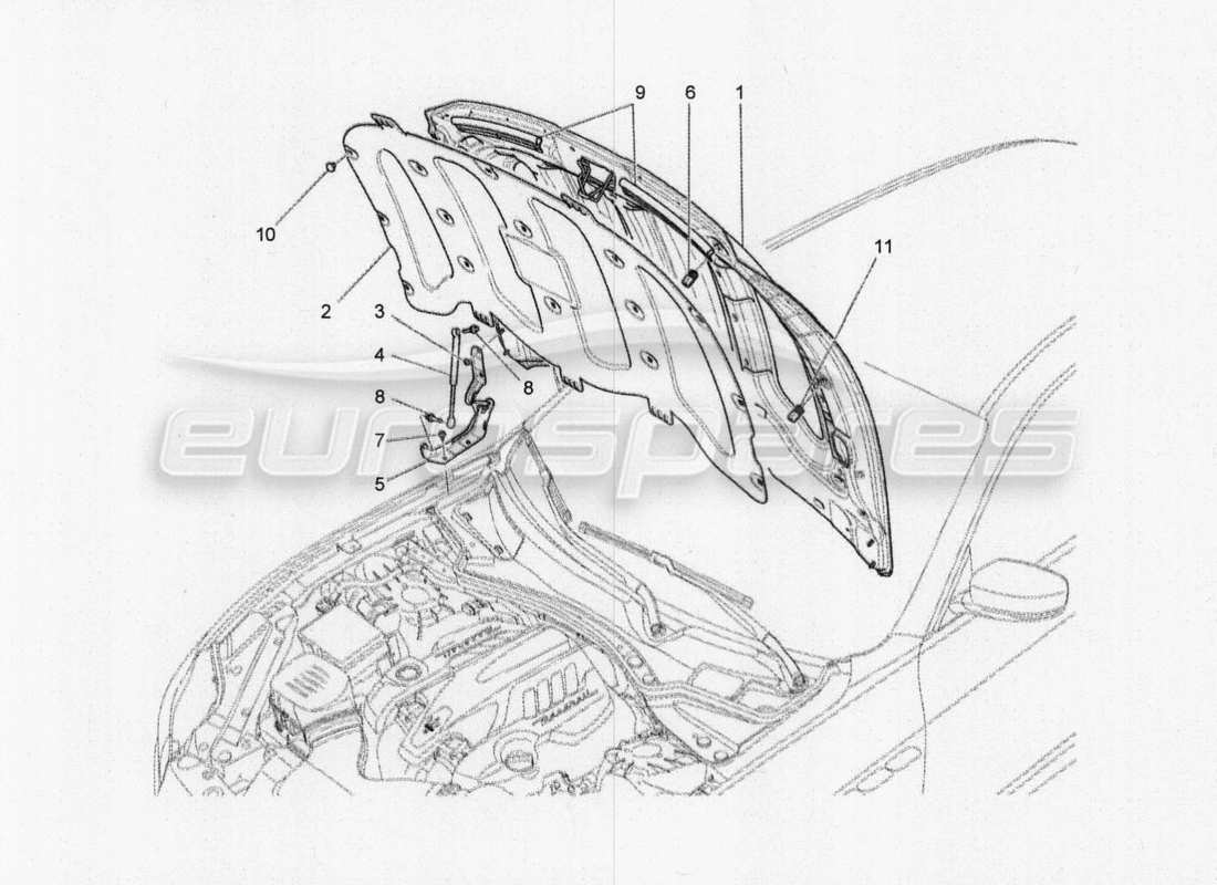 maserati qtp. v8 3.8 530bhp 2014 auto vordere deckel teilediagramm