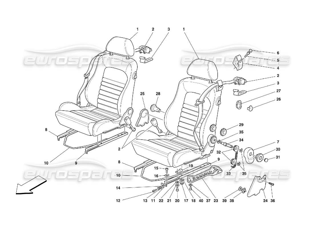 ferrari 355 (5.2 motronic) teilediagramm für sitz- und sicherheitsgurte