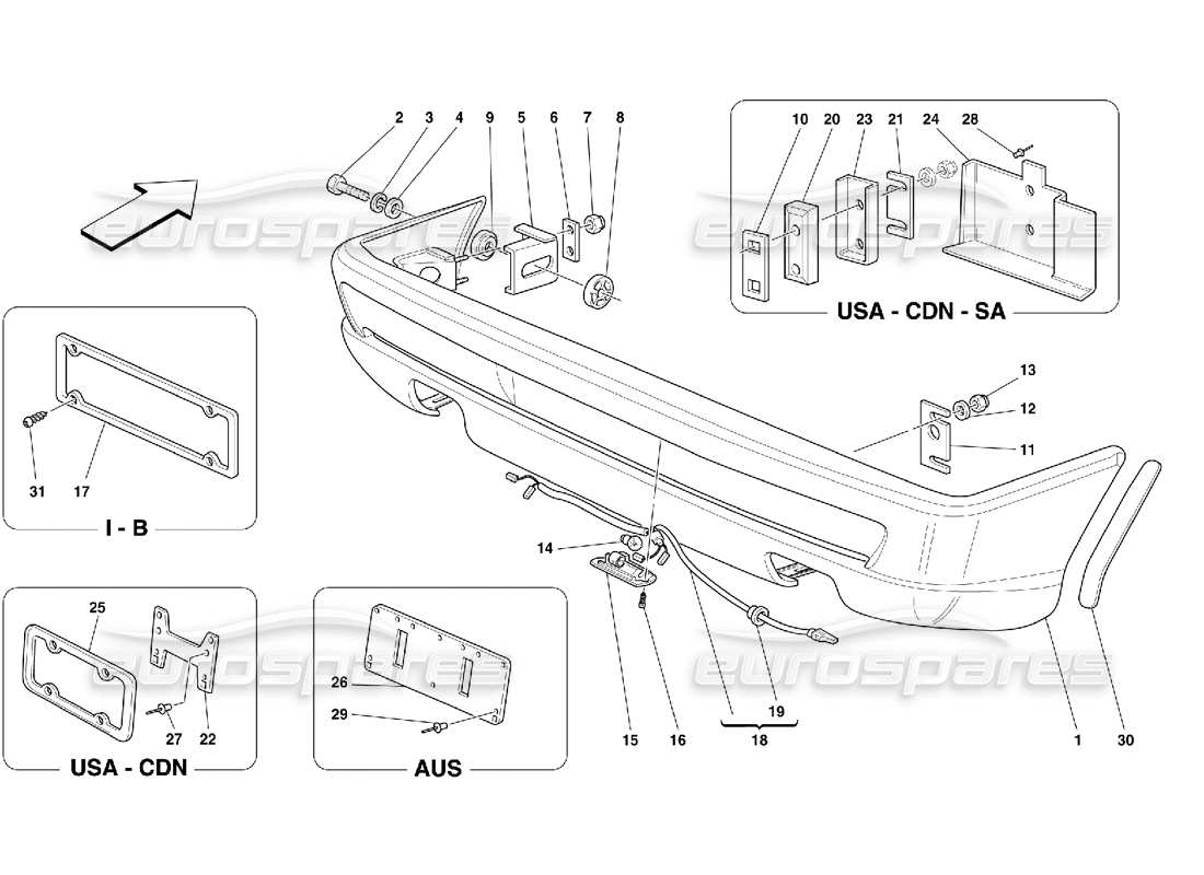ferrari 355 (5.2 motronic) hintere stoßstange teilediagramm