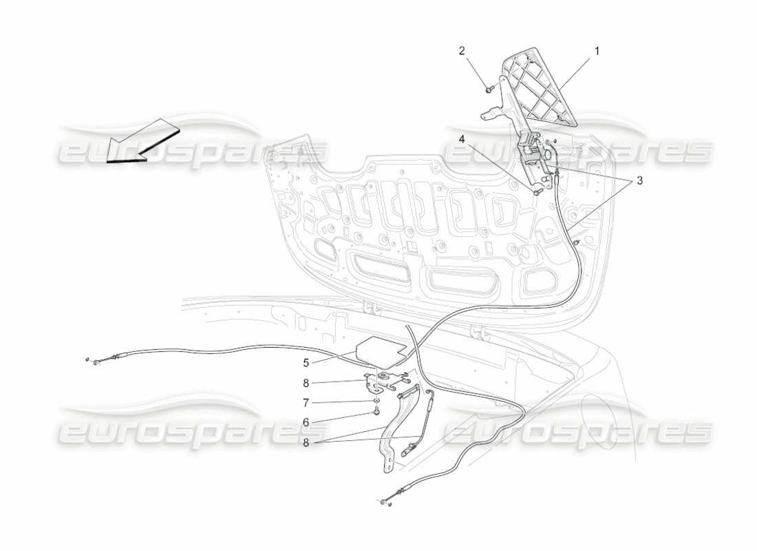 maserati grancabrio (2010) 4.7 elektrisches verdeck: klappen-teilediagramm