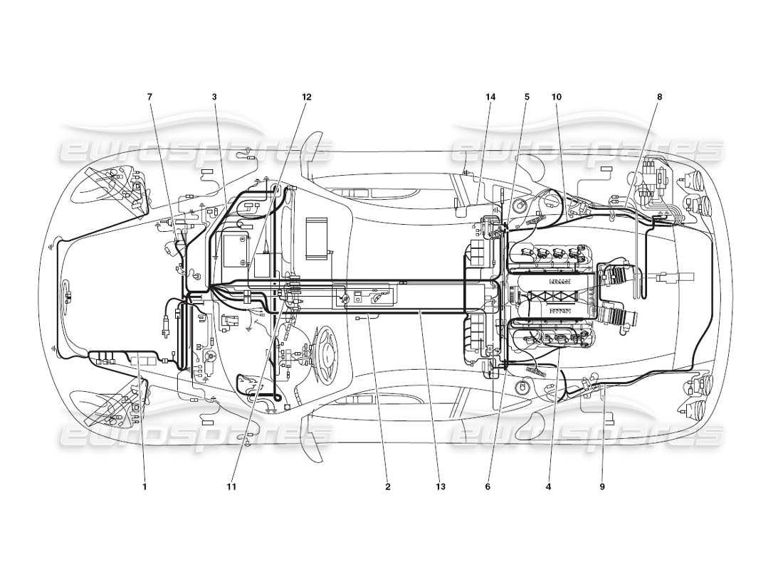 ferrari 430 challenge (2006) teilediagramm des elektrischen systems