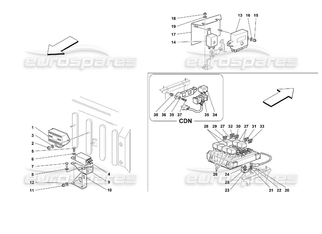 ferrari 355 (2.7 motronic) elektrische platinen und geräte - vorderteil-teilediagramm