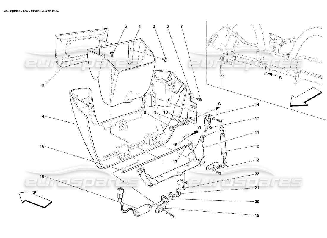 ferrari 360 spider teilediagramm des hinteren handschuhfachs