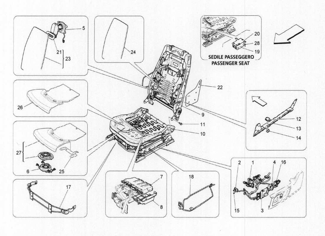 maserati qtp. v6 3.0 bt 410bhp 2015 vordersitzelektronik teilediagramm