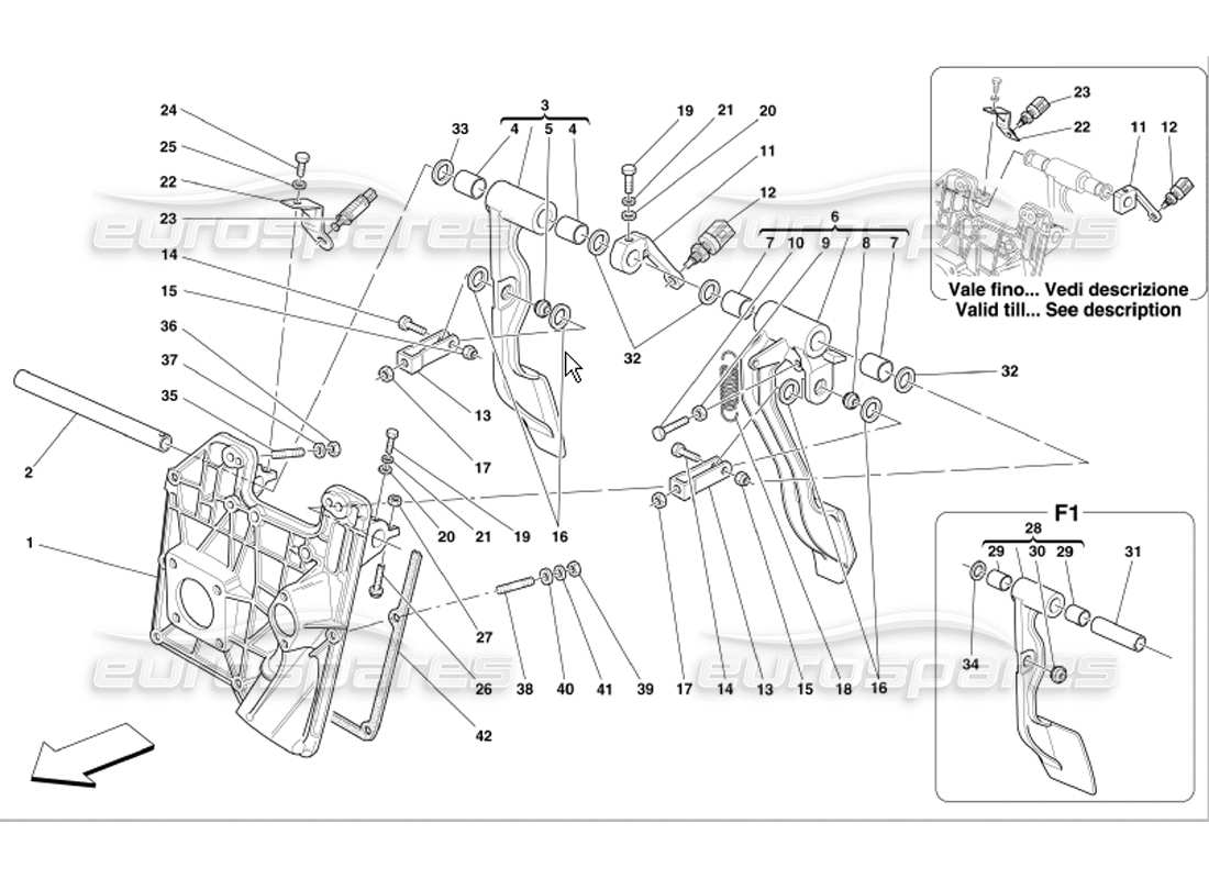 ferrari 360 modena pedale teilediagramm