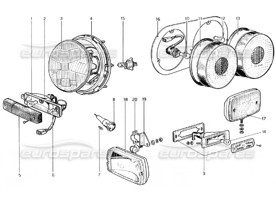 ferrari 308 gtb (1976) lichter teilediagramm