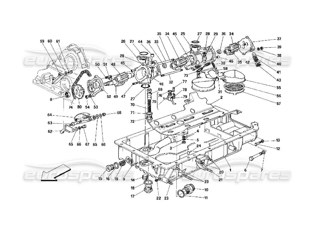 ferrari 348 (2.7 motronic) schmierung - pumpen und ölwannen - teilediagramm