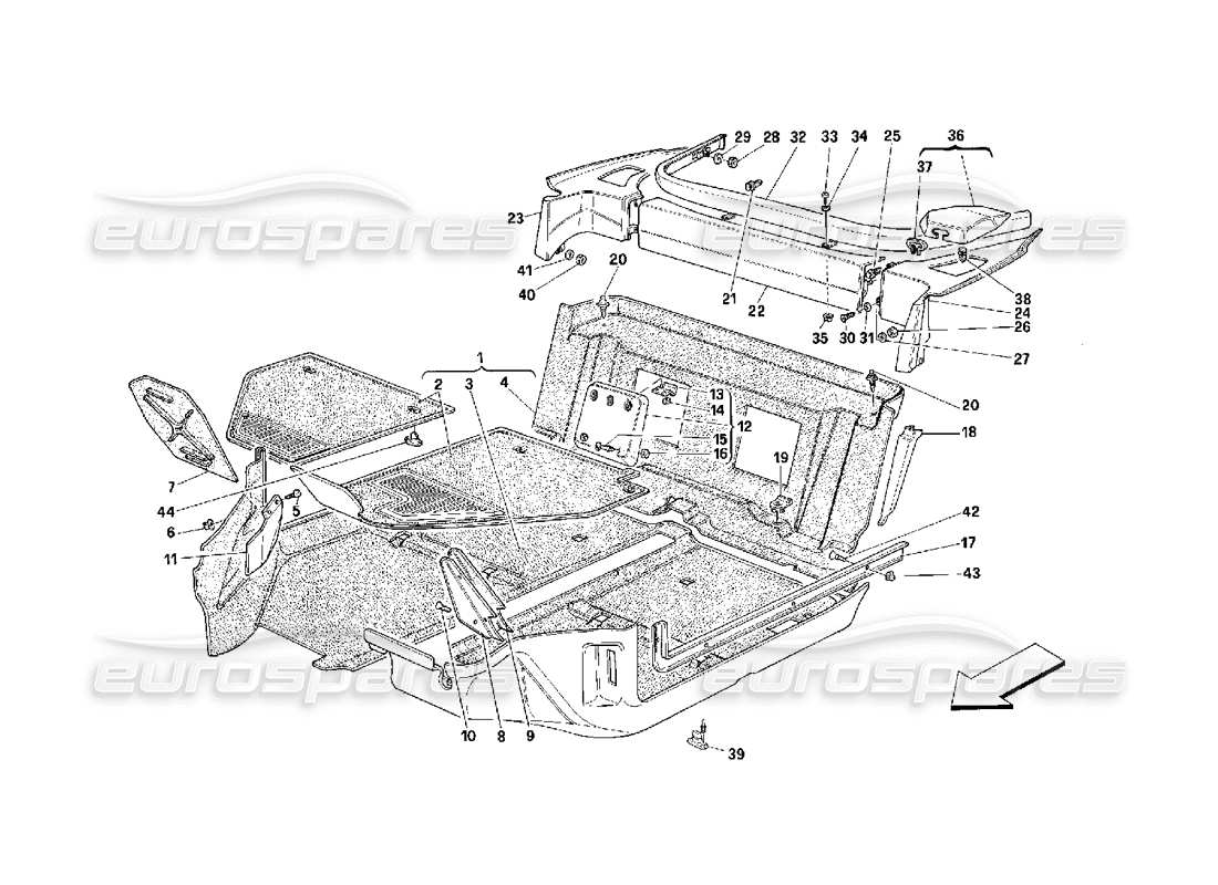 ferrari 348 (2.7 motronic) teilediagramm für fahrgastraumteppiche