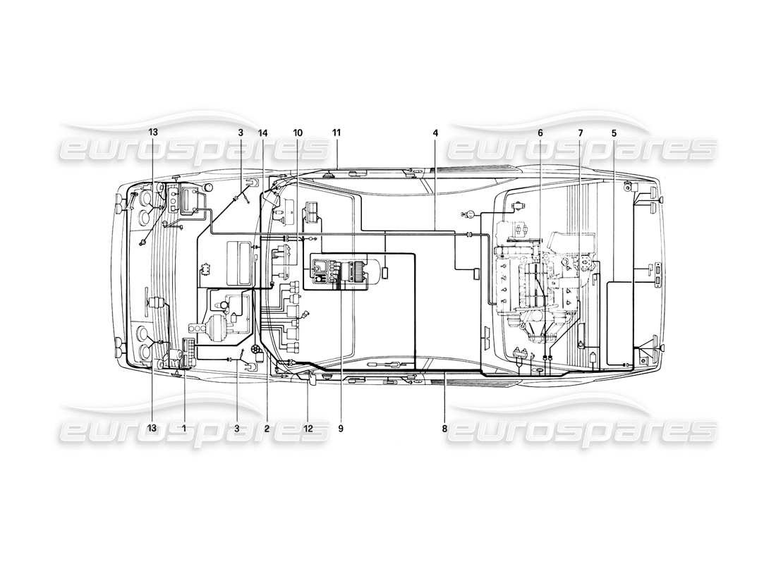 ferrari mondial 8 (1981) teilediagramm des elektrischen systems