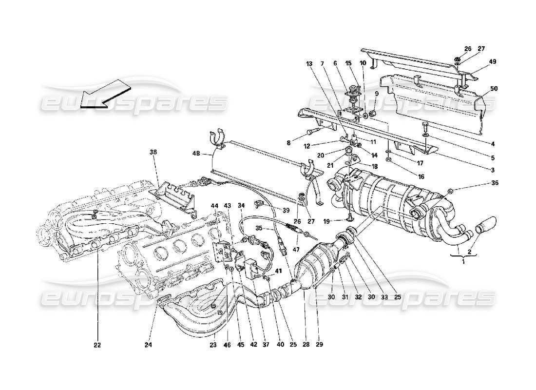 ferrari 348 (2.7 motronic) auspuffanlage teilediagramm