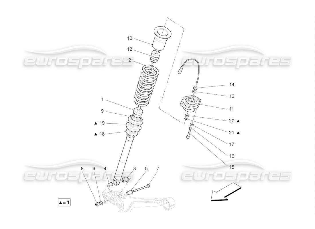 maserati qtp. (2006) 4.2 f1 vordere stoßdämpfervorrichtungen teilediagramm