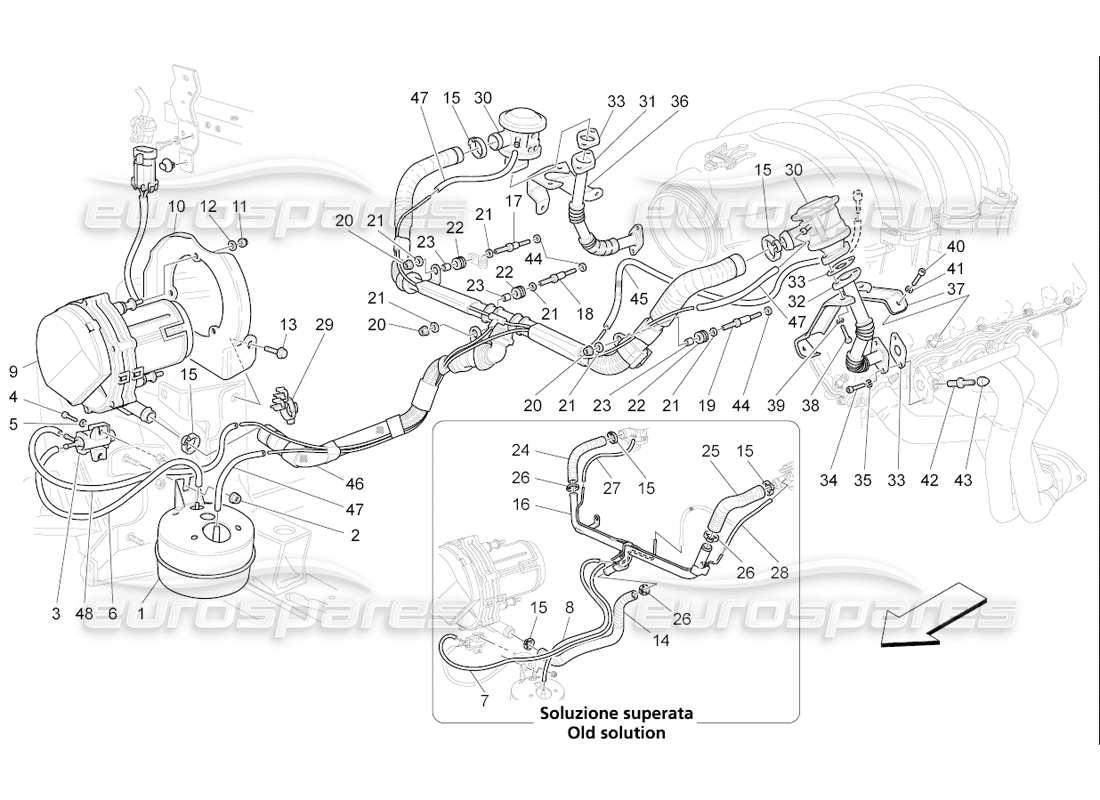 maserati qtp. (2006) 4.2 f1 zusätzliches luftsystem teilediagramm