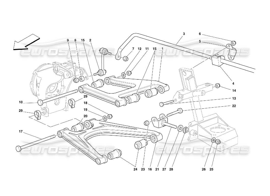 ferrari 355 (5.2 motronic) hinterradaufhängung - dreieckslenker-teilediagramm