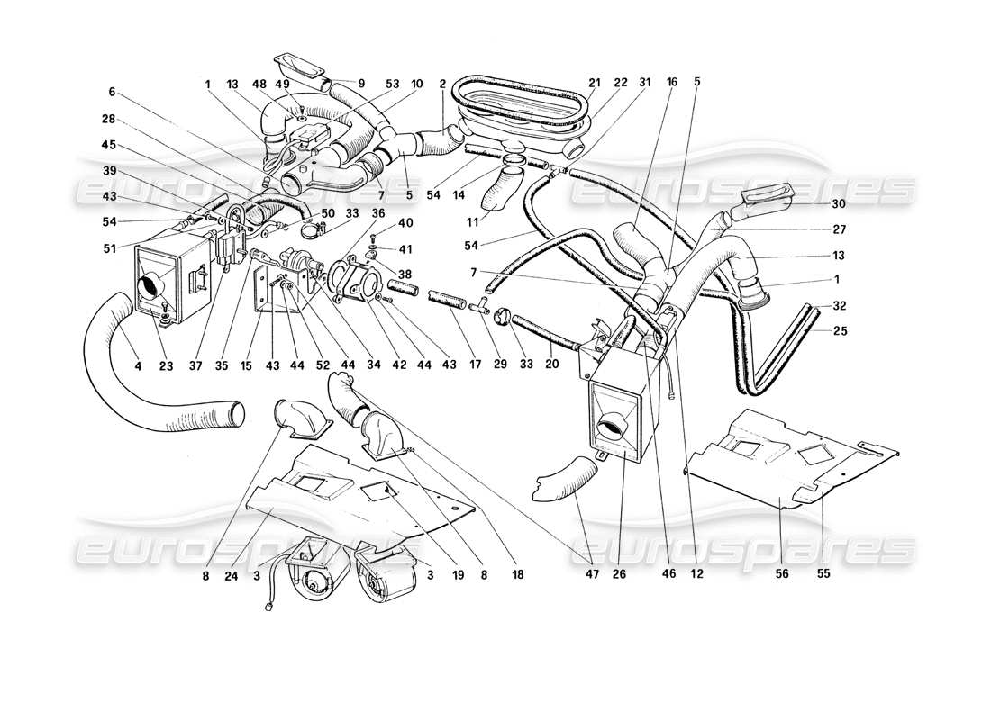 ferrari 328 (1985) teilediagramm des heizsystems