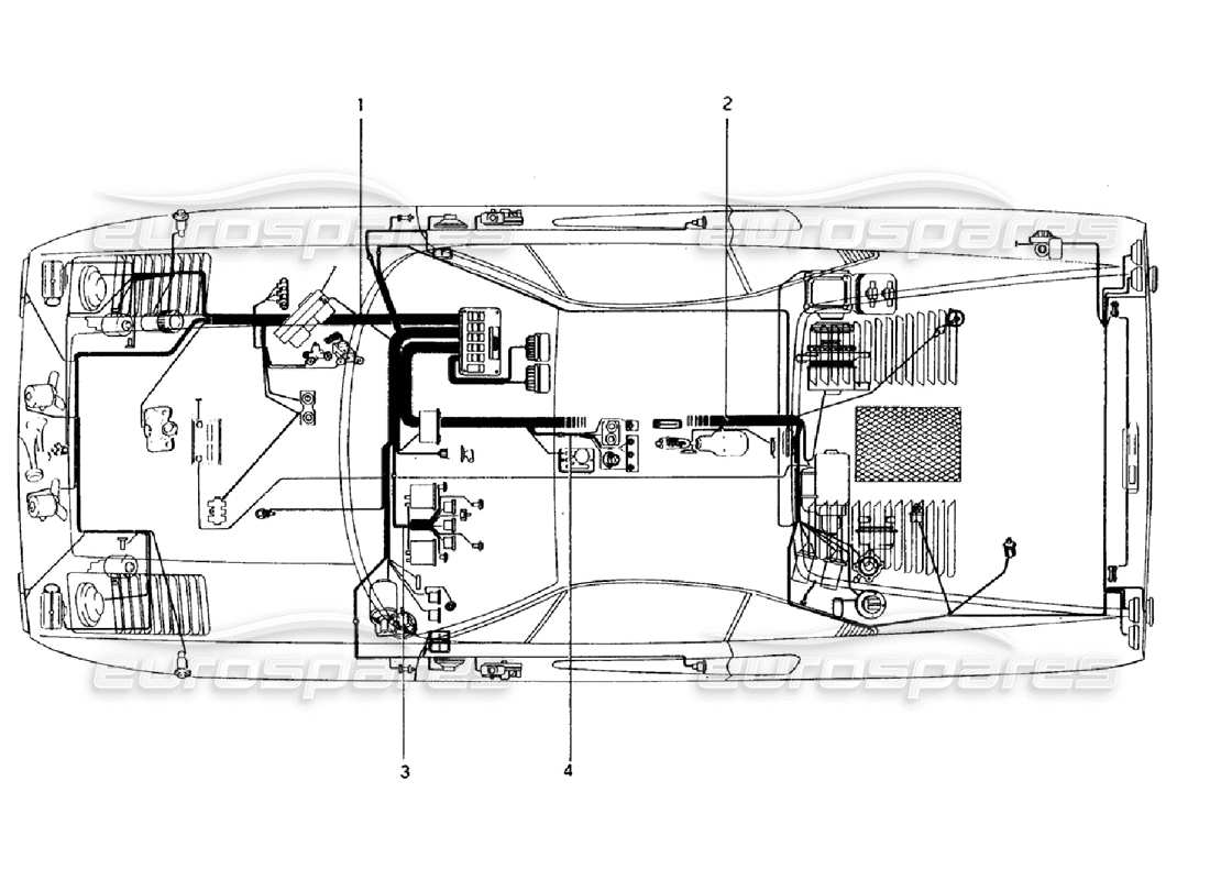 ferrari 308 gtb (1976) diagramm der elektrischen karosserieteile